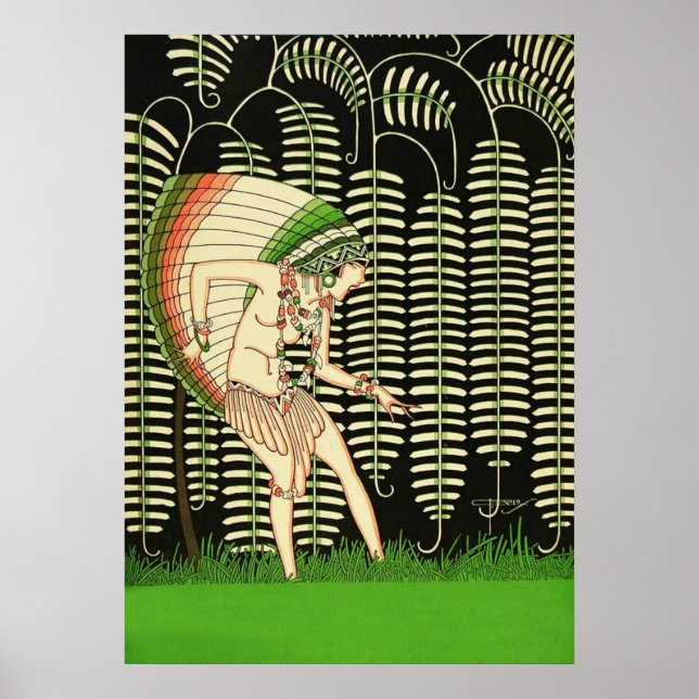 Póster Flapper de la década de 1920 – Mujer Art Dé (Frente)