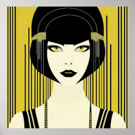 Póster Flapper elegante Art Deco