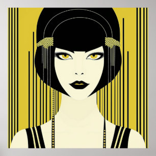 Póster Flapper elegante Art Deco