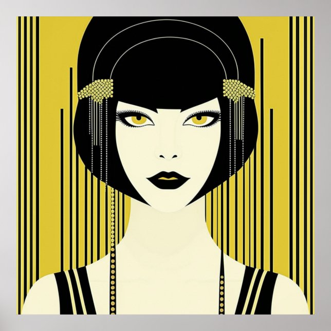 Póster Flapper elegante Art Deco (Frente)
