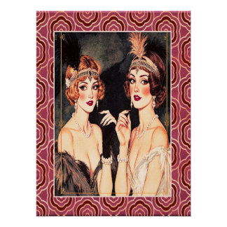 Póster Flappers de estilo Art Deco en el Fiesta.