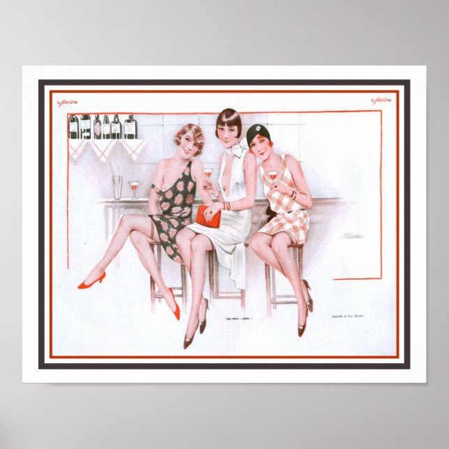 Póster Flappers franceses de Le Sourire 1920 (Frente)