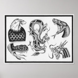 Póster Flash del tatuaje del vintage de Dietzel