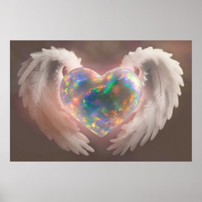 Póster *~* Flashy Opal Heart Angel Wings AP78 (Frente)