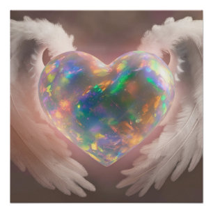 Póster *~* Flashy Opal Heart Angel Wings AP78