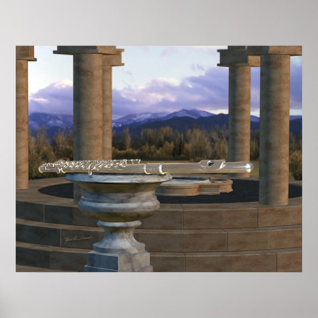 Póster Flauta en la base de mármol 1a (Frente)