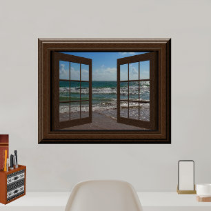 Póster Flauta Ventana Aquamarine Waves Ocean Scene Tranqu