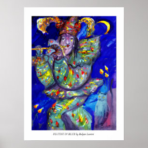 Póster FLAUTISTA EN AZUL / Noche de Carnaval Veneciano