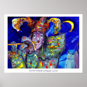Póster FLAUTISTA EN AZUL / Noche de Carnaval Veneciano