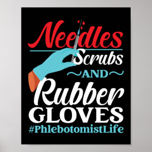 Póster Flebotomía Needles Scrubs And Rubber
