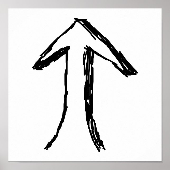 Póster Flecha apuntando hacia arriba. Blanco y negro. (Frente)