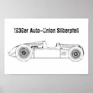 Póster Flecha de plata de la Unión Automática Alemana Old