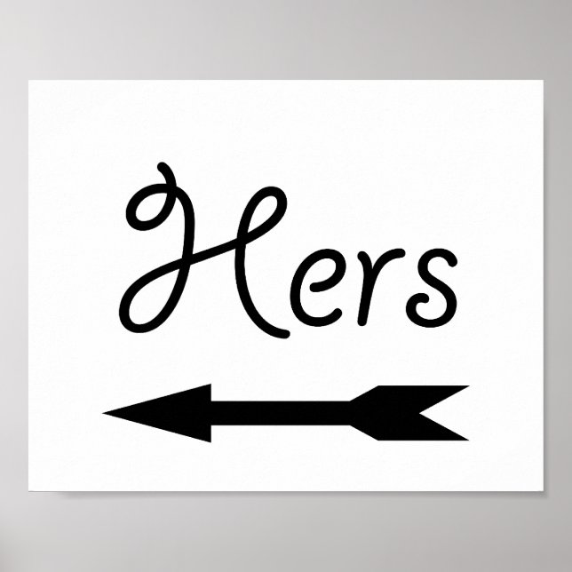 Póster flecha de seña de apoyo a la foto del boda "Hers"  (Frente)