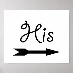 Póster flecha de seña de apoyo fotográfico del boda "Su" 