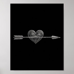 Póster Flecha Ilustrada Atravesando un Corazón Ilustrado