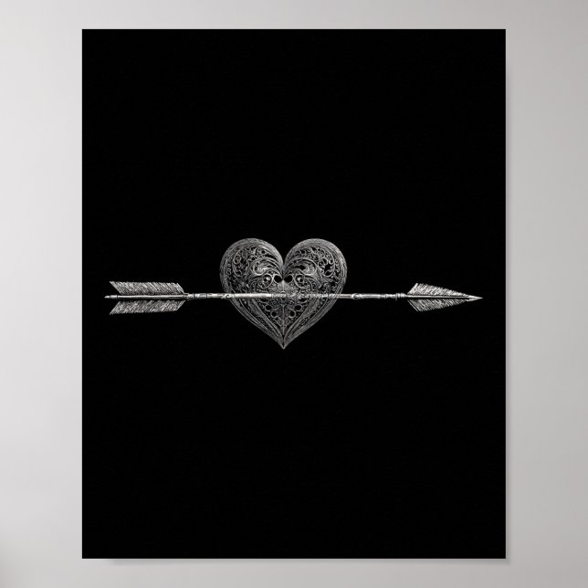 Póster Flecha Ilustrada Atravesando un Corazón Ilustrado (Frente)