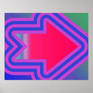 Póster Flecha Pop Art Hacia El Azul Derecho Y El Púrpura