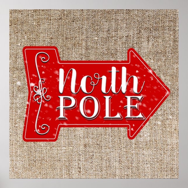 Póster Flecha Roja del Polo Norte Rústica Navidad Fiesta  (Frente)