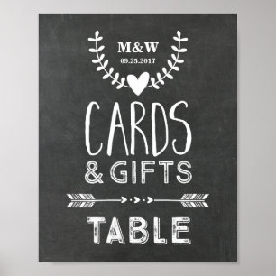 Póster Flechas de corazón de Rótulo de mesa de regalo de