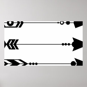 Póster Flechas de Relieve metalizado de oro tribal boho