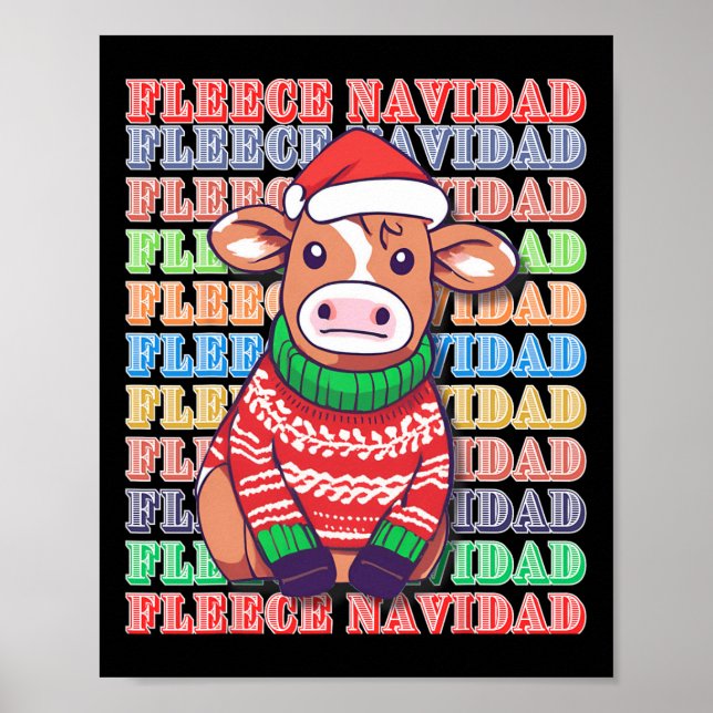 Póster Fleece Feliz Navidad - Cuidada vaca de navidad - g (Frente)