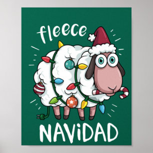 Póster Fleece Feliz Navidad Divertidos Navidades de oveja