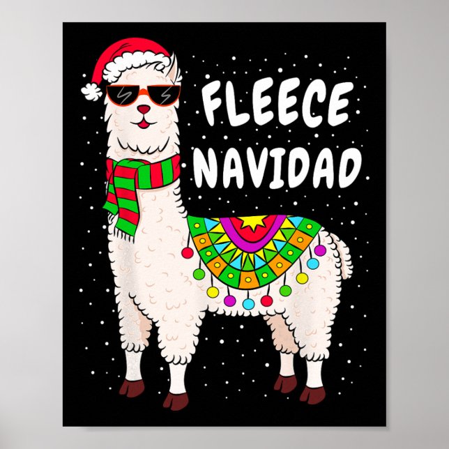 Póster Fleece Feliz Navidad Llama a Navidades adoran Gif  (Frente)