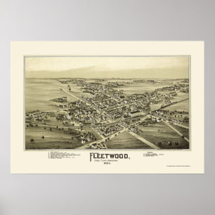 Póster Fleetwood, Mapa Panorámico PA - 1893