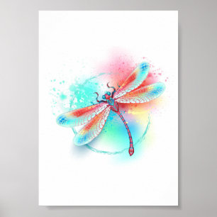 Póster Fléon roja sobre fondo acuarela
