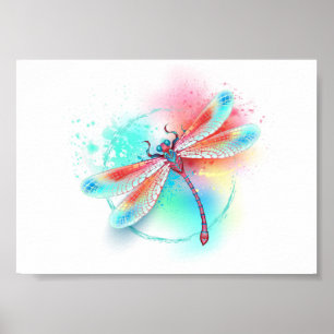 Póster Fléon roja sobre fondo acuarela