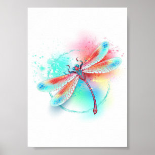 Póster Fléon roja sobre fondo acuarela