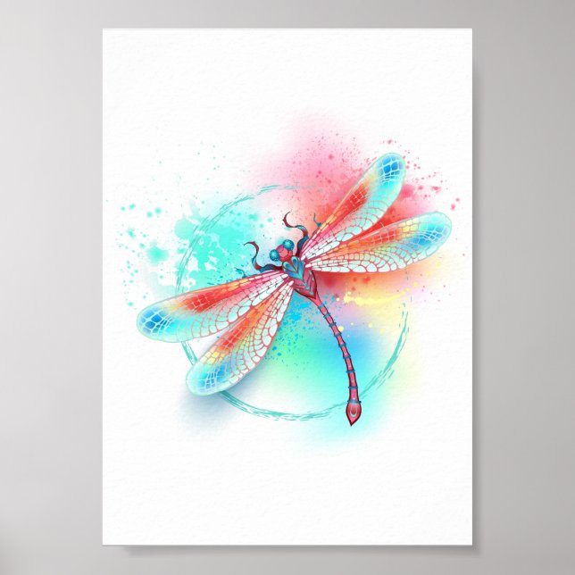 Póster Fléon roja sobre fondo acuarela (Frente)