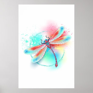 Póster Fléon roja sobre fondo acuarela