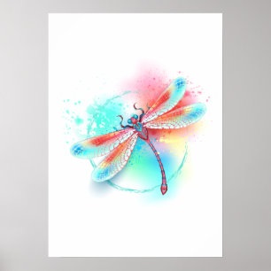 Póster Fléon roja sobre fondo acuarela