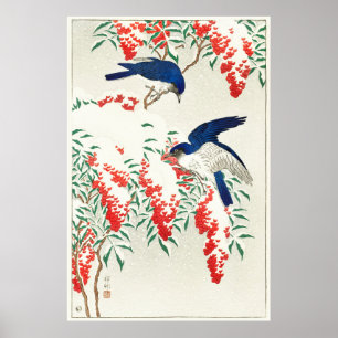 Póster Fletantes de Nandina Bush de Ohara Koson