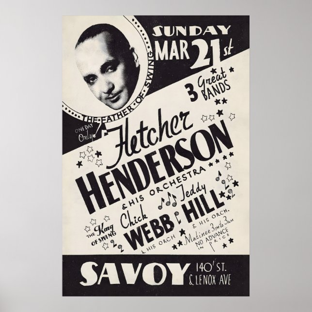 Póster Fletcher Henderson - Chick Webb - Teddy Hill jazz (Frente)