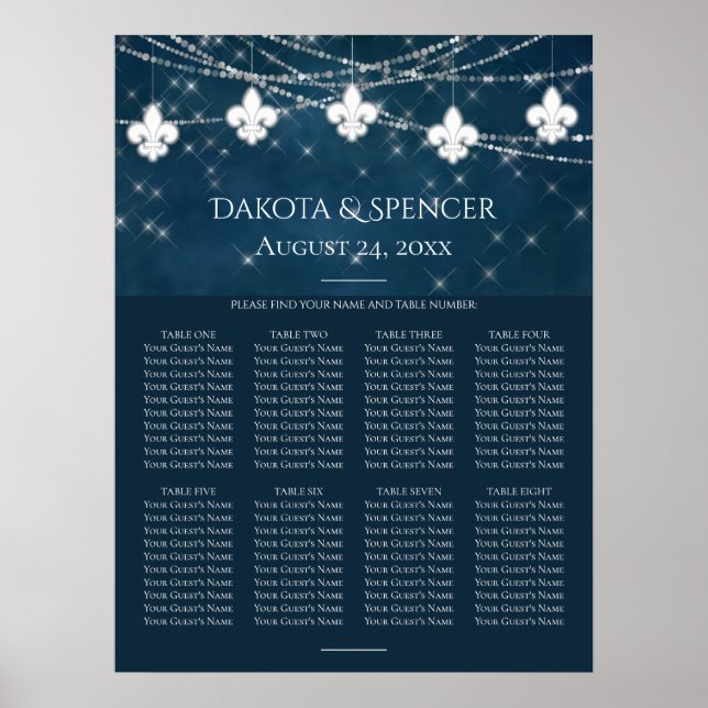 Póster Fleur Azul de Lis Fairy Light | Gráfico de asiento (Frente)