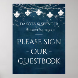 Póster Fleur Azul de Lis Fairy Light | RÓTULO BODA