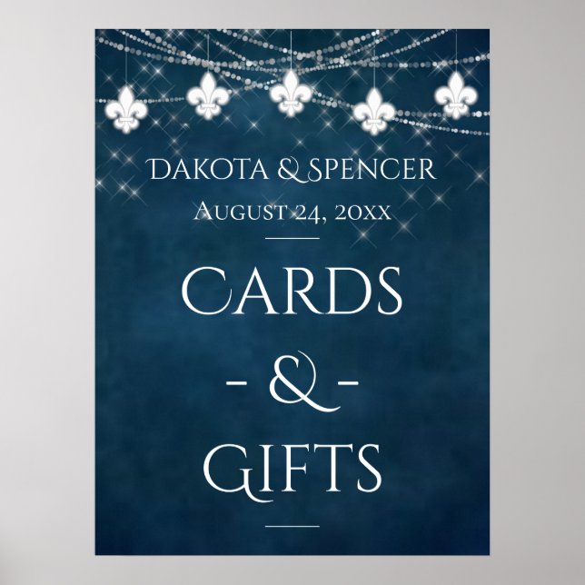 Póster Fleur Azul de Lis Fairy Light | RÓTULO BODA (Frente)