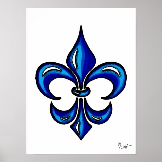 Póster Fleur de Lis en azul (Frente)