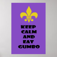 Fleur de Lis Mantenga la calma comiendo Gumbo Púrp