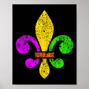 Póster Fleur De Lis Mardi Gras Funny Top New Orleans Muje