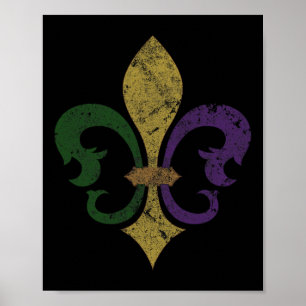 Póster Fleur De Lis Mardi Gras New Orleans Hombres Mujere