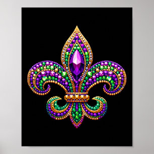 Póster Fleur-de-lis Mardi Gras Símbolo Desfile de Carnava