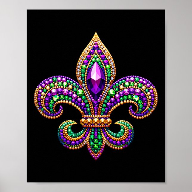 Póster Fleur-de-lis Mardi Gras Símbolo Desfile de Carnava (Frente)
