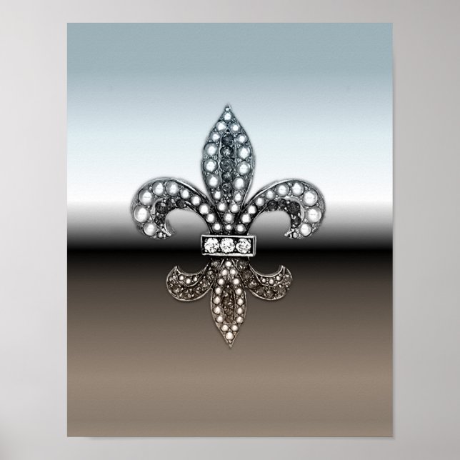 Póster Fleur De Lis New Orleans Poster Jewel Sparkle (Frente)