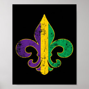 Póster Fleur entrega el símbolo de Mardi Gras Carnaval de