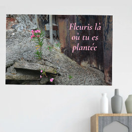 Póster Fleuris là où tu es plantée Pink Floral