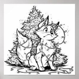 Póster Flicker the Fox Christmas Pickle Coloring Page