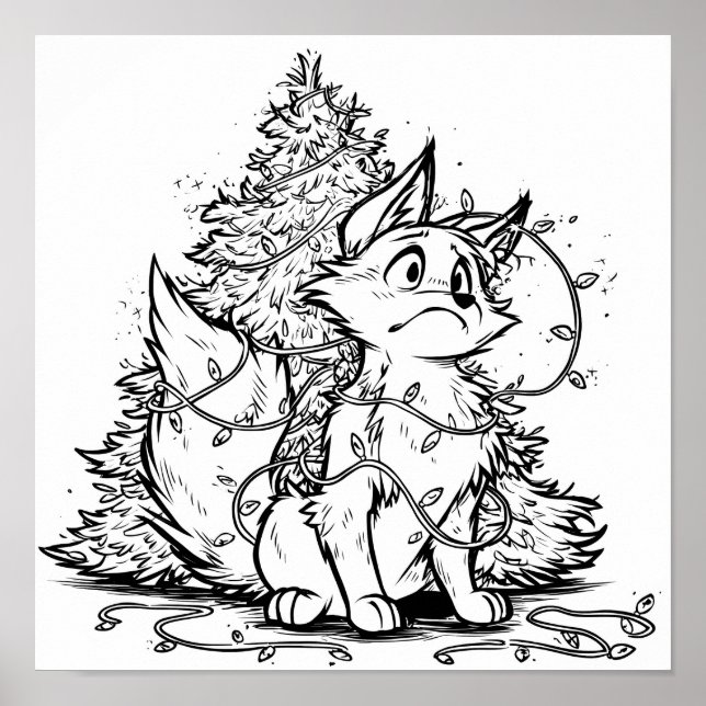 Póster Flicker the Fox Christmas Pickle Coloring Page (Frente)